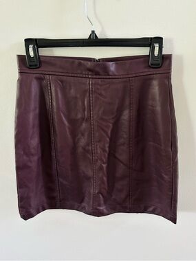 Banana Republic Deep Plum Faux Leather Mini Skirt, Size 2